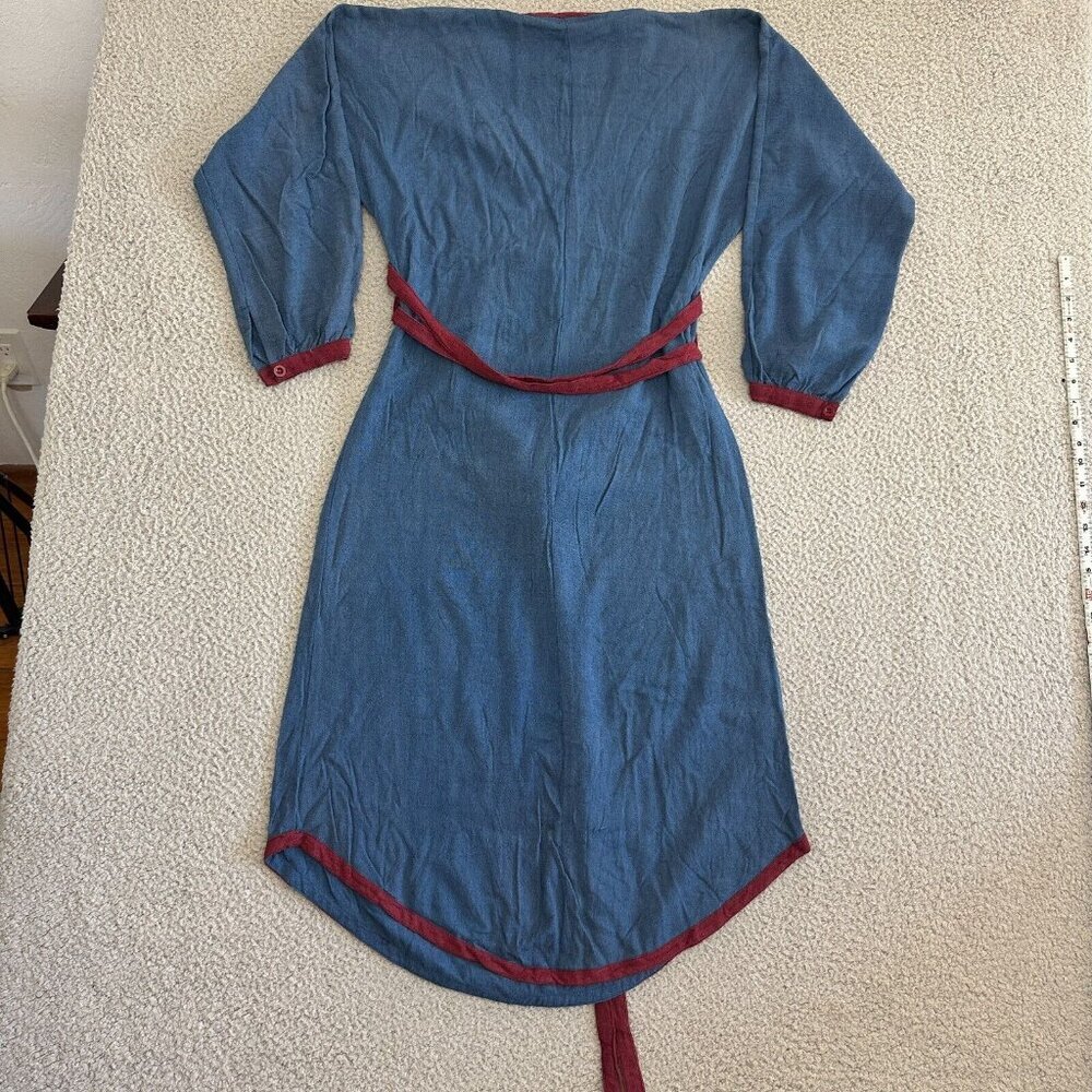 Vintage 70s Gurmeet’s San Francisco‎ Dress Dolman Cotton Belted - Picture 10 of 16